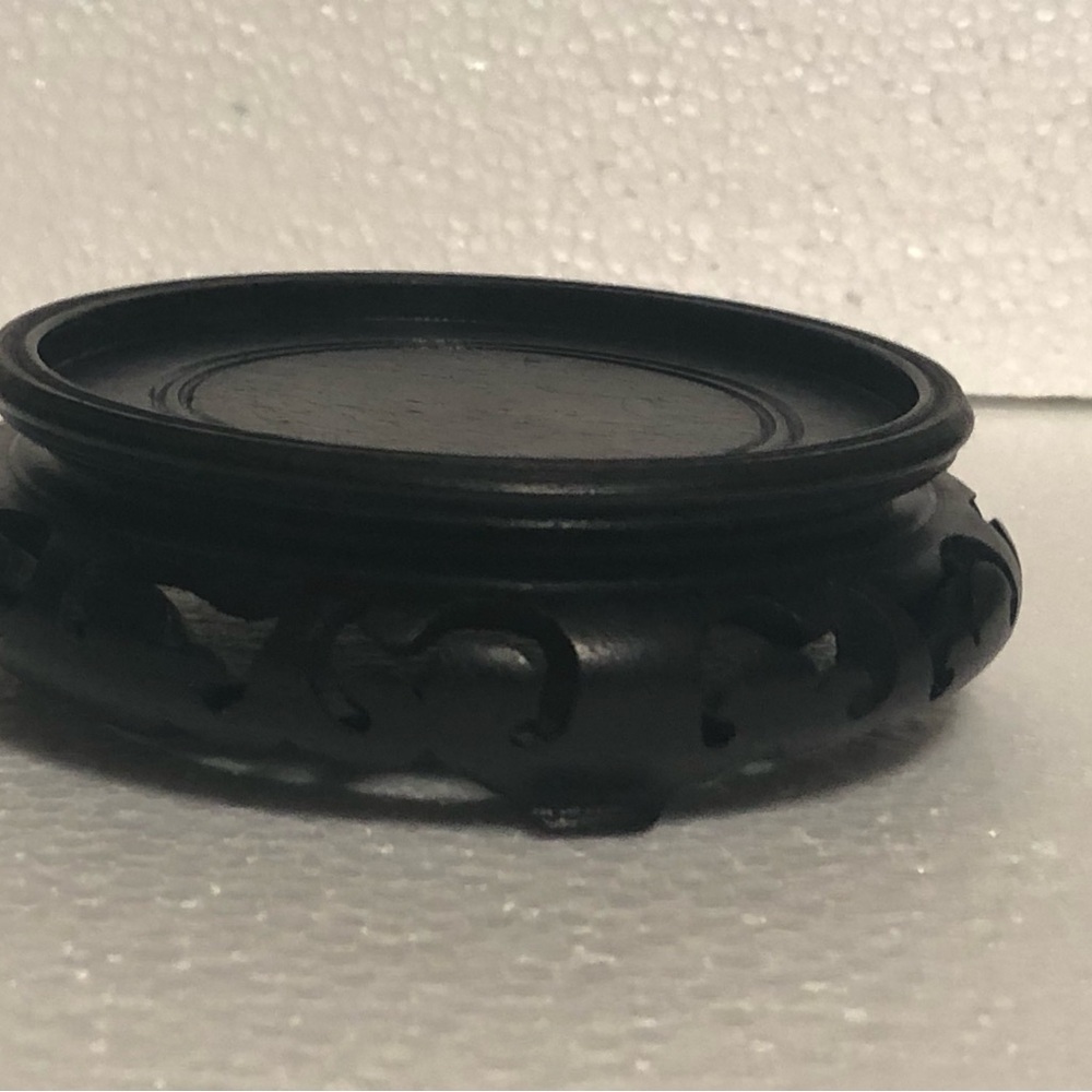 Black Hand Carved Rosewood Display Stand Round Shape. Made in Hong Kong